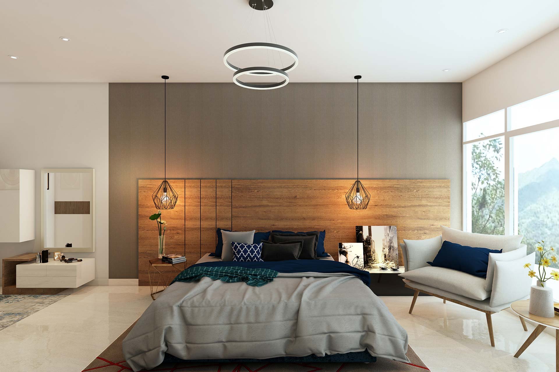 لامپ آویزان در اتاق خواب