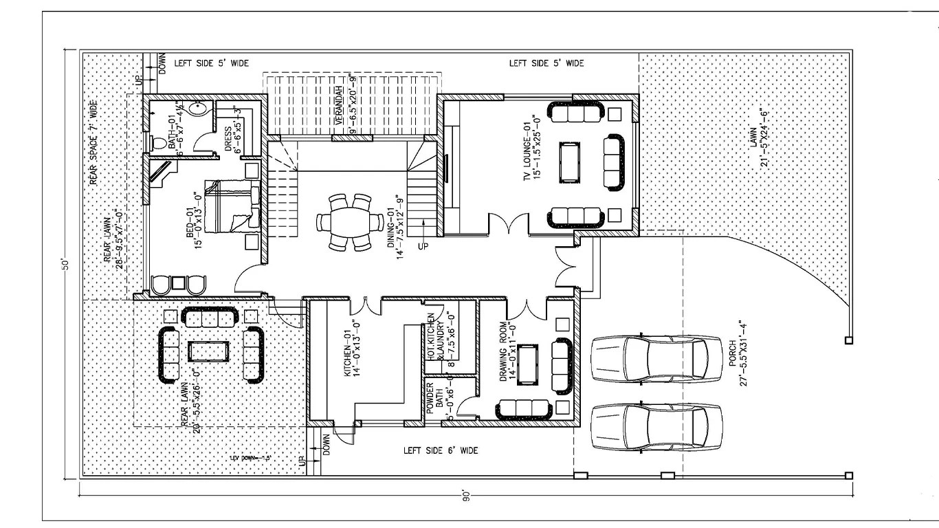 نقشه ویلای یک طبقه (فلت)