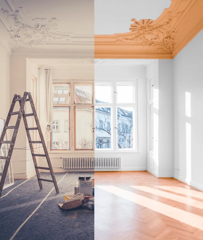 قبل و بعد بازسازی خانه