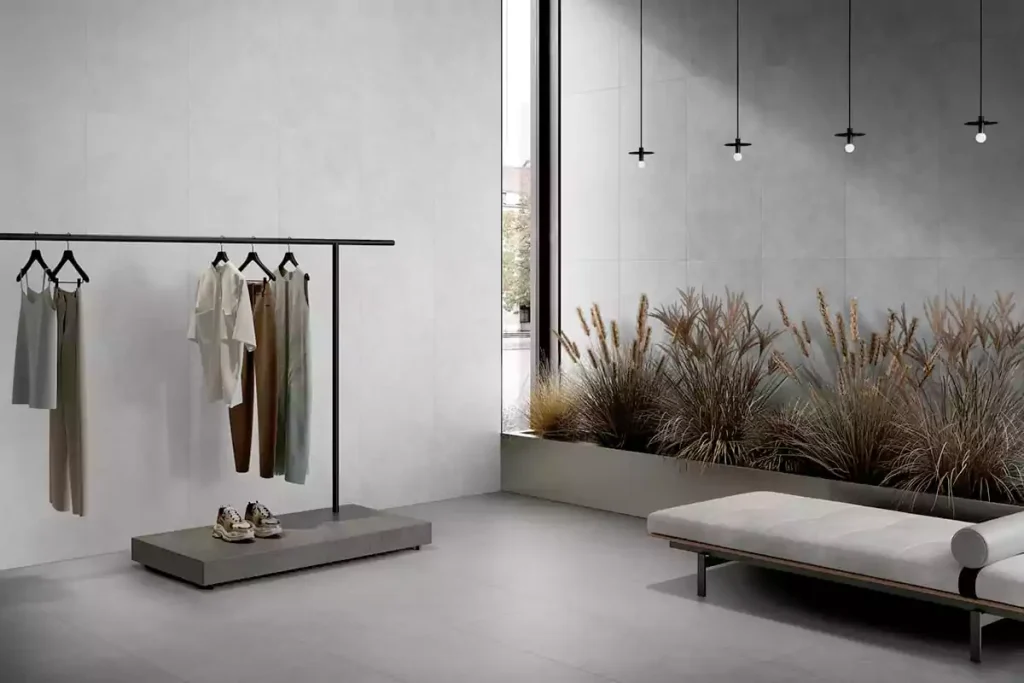 فضای داخلی مدرن، کف و دیوار با میکروسمنت