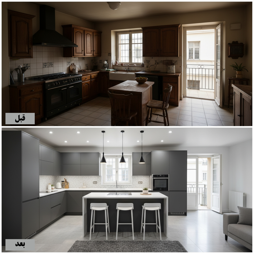 مقایسه قبل و بعد بازسازی خانه مدرن