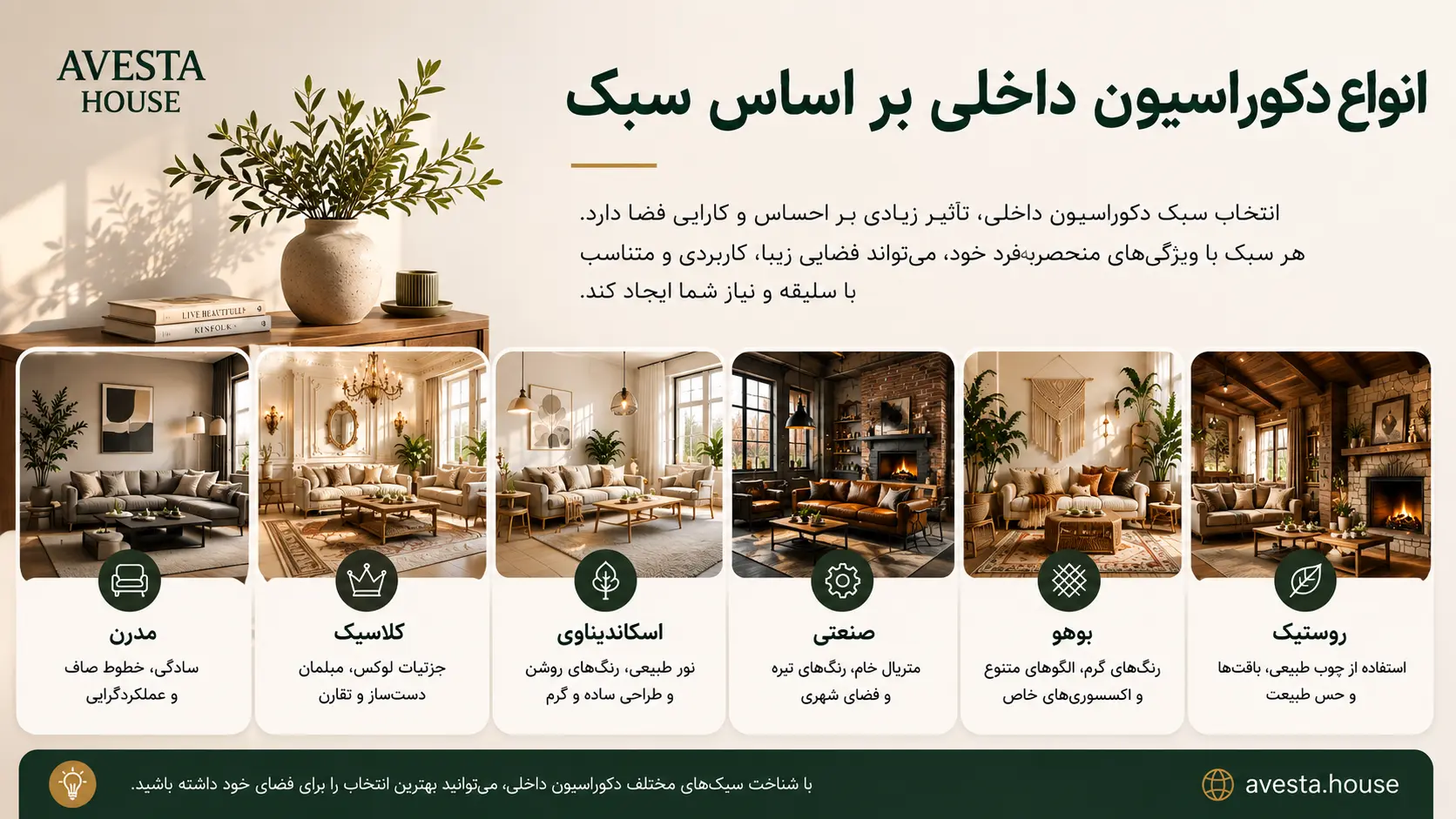 سبک های مختلف دکوراسیون